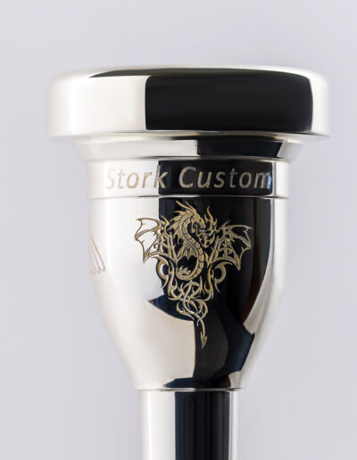 “Flying Dragon” Mouthpiece Engraving Suitable for Orval, trumpet, cornet and flugelhorn and heavy trombones. The cost is $40, $50 for trombone.