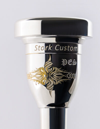 “Celtic Vibes” Mouthpiece Engraving Suitable for heavy trombone only. The cost is $65, with initials add $5.