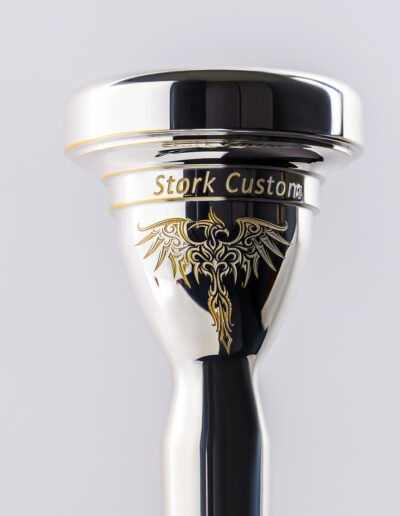 “Phoenix” Mouthpiece Engraving Suitable for heavy trombones only. The cost is $50.